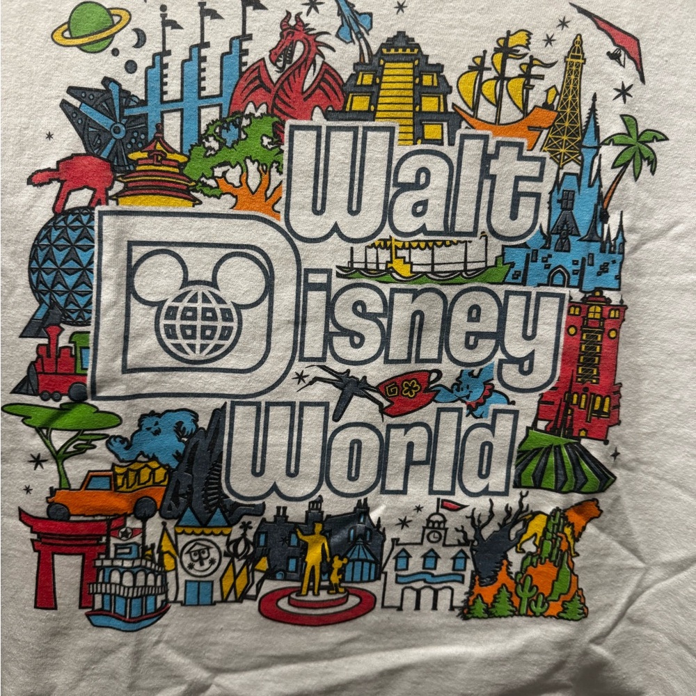 Disney World Park Icons Attractions Opening Day 2-Sided Shirt Adult Small
